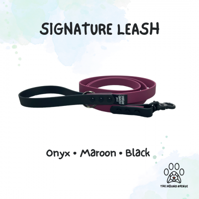 Pet Accessories Biothane Signature Leash Black Maroon
