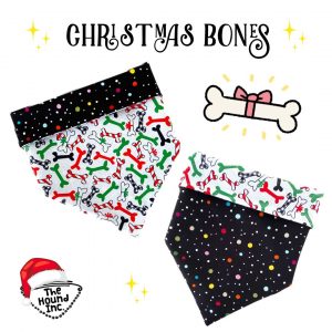 Pet Accessories Reversible Bandanas Christmas Bones