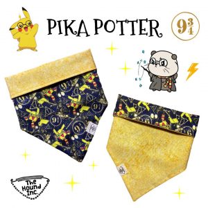 Pet Accessories Reversible Bandanas Pikachu Potter Magic Yellow