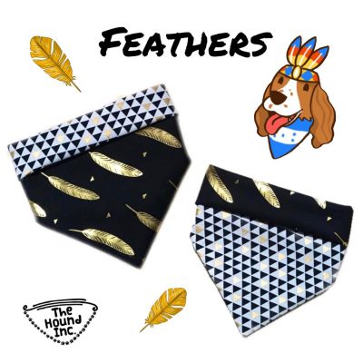 Pet Accessories Reversible Bandanas Feathers Gold Foil