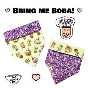 Pet Accessories Reversible Bandanas Boba Tea Purple