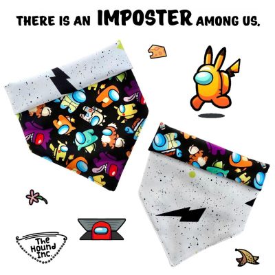 Pet Accessories Reversible Bandanas Among Us Pokemon